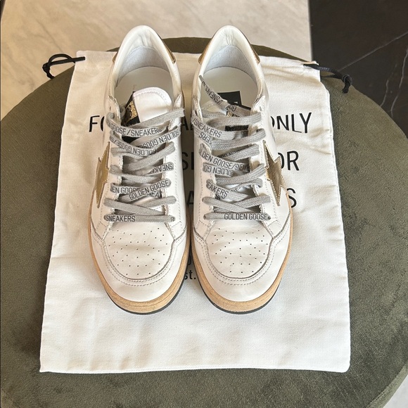 Golden Goose Ballstar White and Gold Sneakers Size 9 - Picture 1 of 7